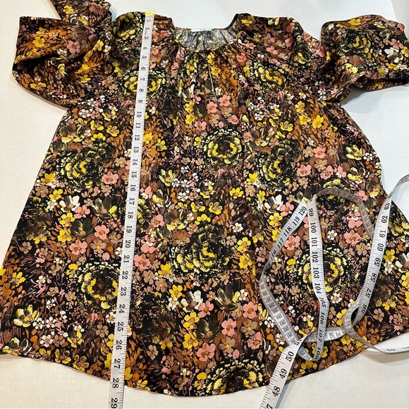 CO Collections Floral Silk Blouse Raglan Puff Sleeve, Size S Spring Summer 2019 - Picture 13 of 13